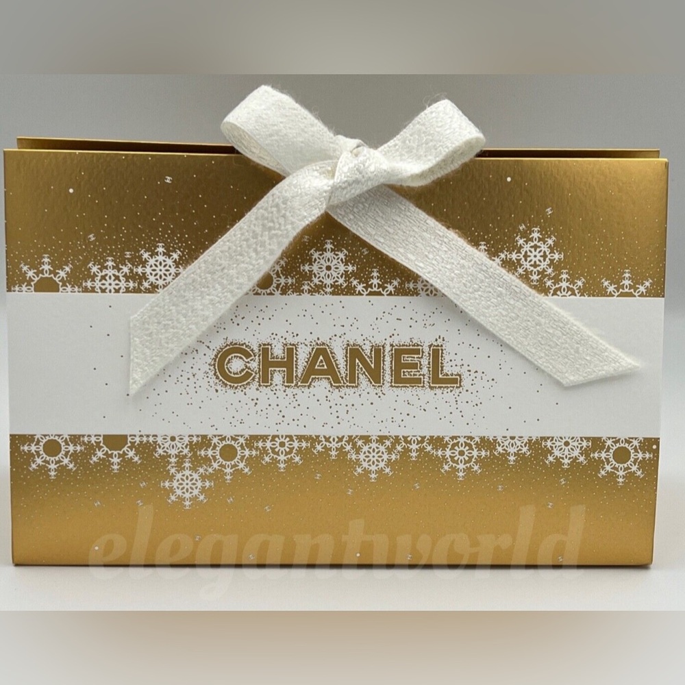 CHANEL Signature Origami Festive Gold and White gift box